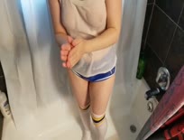 Shy White Girlfriend Shower After the Gym, Her First Video  - iPad Porn HD,High